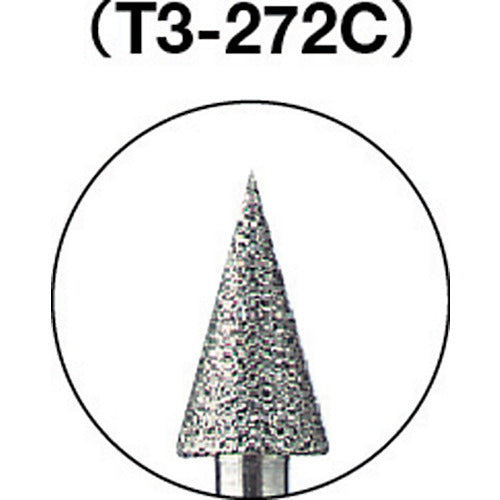 ＴＲＵＳＣＯ　ダイヤモンドバー　Φ６Ｘ刃長１０．６Ｘ軸３　＃１００　T3-272C　1 本