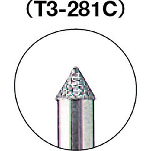 ＴＲＵＳＣＯ　ダイヤモンドバー　Φ３Ｘ刃長２．３Ｘ軸３　＃１００　T3-281C　1 本