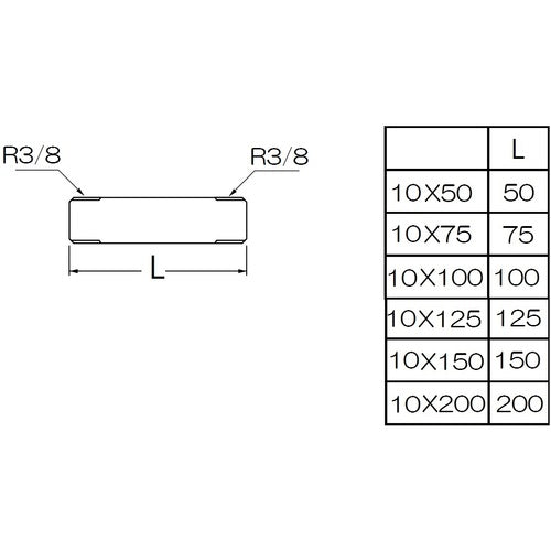 SANEI Stainless Steel Long Nipple, Size 13, Total Length 75mm, TS205L-10X50, 1 pc