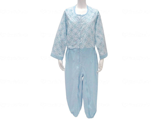 Marusho Antibacterial Front Opening Care Overalls (Fully Open) Blue L