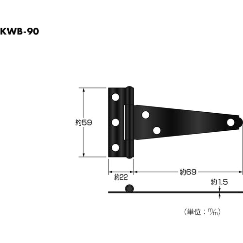 光　ウエスタン蝶番　横長　KWB-90　1 PK