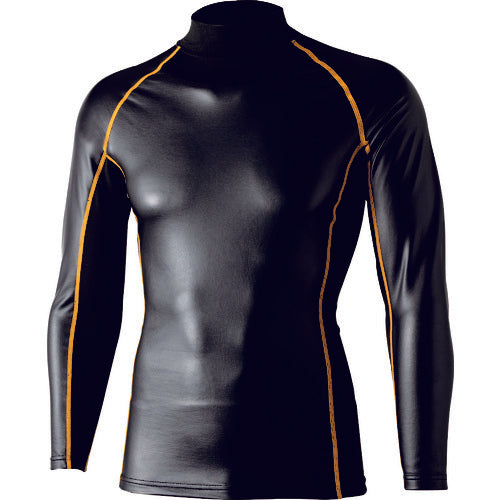 おたふく　ＢＴ腕まで防風パワーストレッチ　ハイネックシャツ　ブラック／イエロー　Ｓ　JW-191-BK/YE-S　1 着