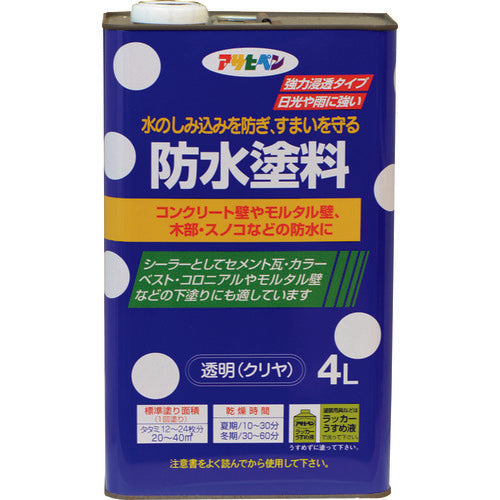 Asahipen Waterproof Paint 4L Transparent (Clear) 519016 1 can
