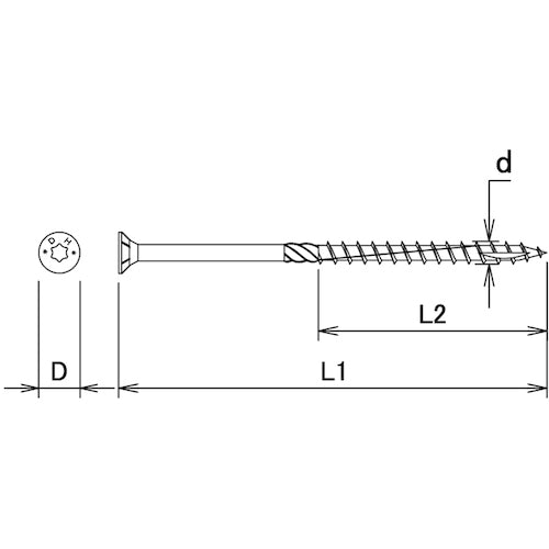 DAIDOHANT VP Wood Long Screws, Half Screws, Flat Head, 8 x 230, Chromate, 10 Pieces, 10175463, 1 Bag