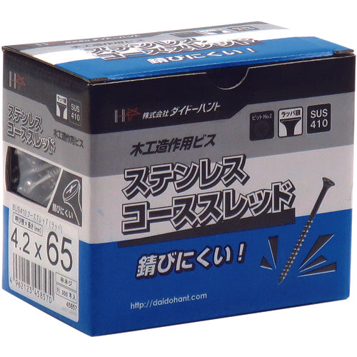 DAIDOHANT 스테인레스 (SUS410) 코스 스레드 래퍼 머리 4.2x65 (약 300 개입) 00045857 1 상자