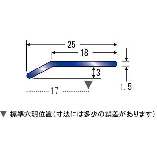 ＡＳＳＩＳＴ　ヘの字押え　床金物２０−１０１　穴明　ステンレス　１／２定尺２．００Ｍ　20-10124H　1 本