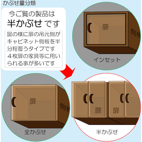 ＷＡＫＩ　スライド丁番２個セット　ＮＳ‐４０５１　２Ｐ　４０ｍｍ　半かぶせ　キャッチ付きＸ２　NS4051 2P　1 袋