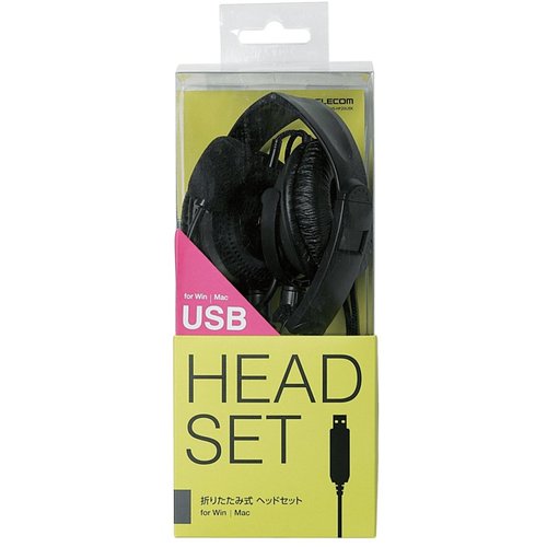 エレコム　ＵＳＢヘッドセット　大口径ドライバ折り畳み両耳オーバーヘッド　ブラック　HS-HP20UBK　1 個