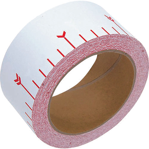 Shinwa Adhesive Rod_Synthetic Paper_50mm x 25m_Red and White 30cm Intervals 78193 1 Roll