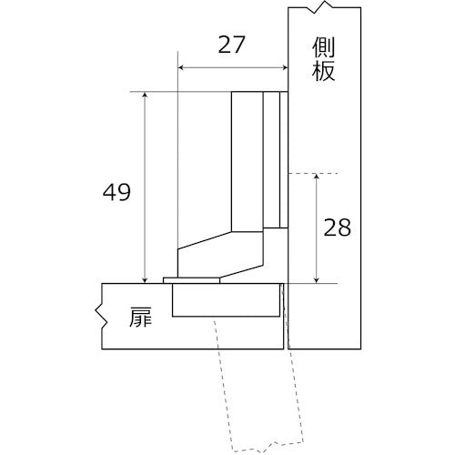ＷＡＫＩ　スライド丁番２個セット　ＮＳ‐２６５５　２６ｍｍ　インセット　NS2655 2P　1 袋