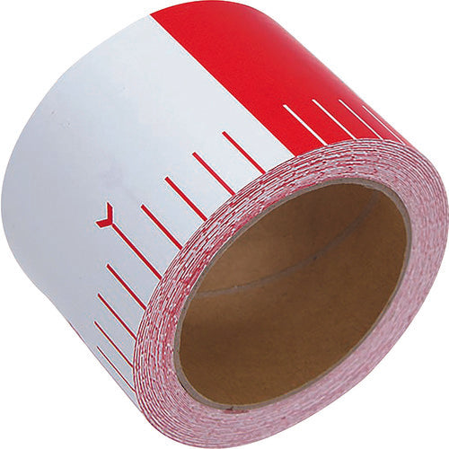 Shinwa Adhesive Rod_Synthetic Paper_75mm x 25m_Red and White 20cm Intervals 78194 1 Roll