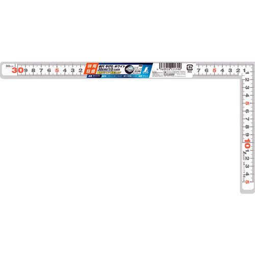 シンワ　曲尺平ぴた　ホワイト　３０ｃｍ／１尺　併用目盛　11179　1 本