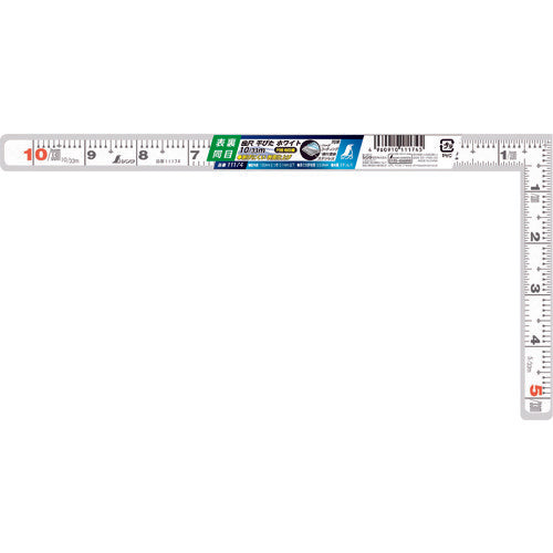 シンワ　曲尺平ぴた　ホワイト　１尺　表裏同目　11174　1 本