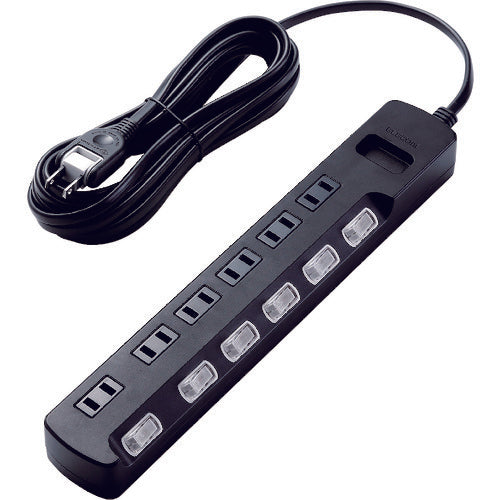 エレコム　ＴＶ用ほこり防止シャッター付雷ガードタップ　６個口　５ｍ　ブラック　AVT-K6A-2650BK　1 個
