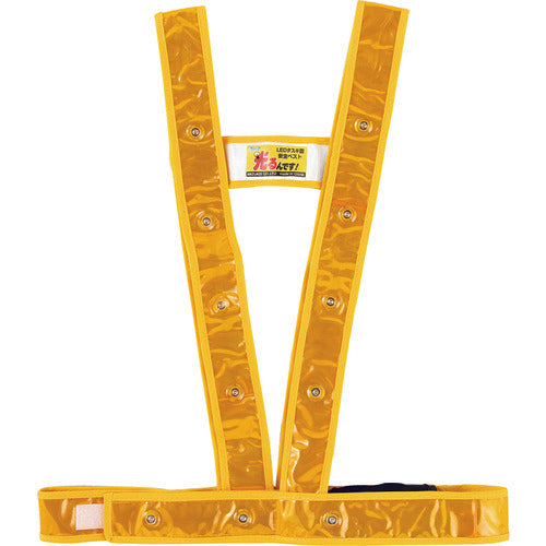 緑十字　ＬＥＤ安全反射ベスト　黄地／赤ＬＥＤ／金反射　ＬＥＤタスキ型ベスト−ＧＲ　フリーサイズ（サイズ調整可能）　238027　1 着