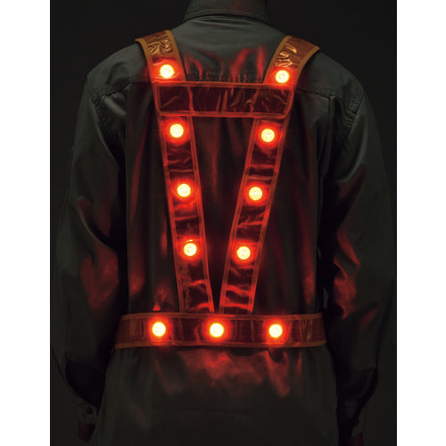 緑十字　ＬＥＤ安全反射ベスト　黄地／赤ＬＥＤ／金反射　ＬＥＤタスキ型ベスト−ＧＲ　フリーサイズ（サイズ調整可能）　238027　1 着