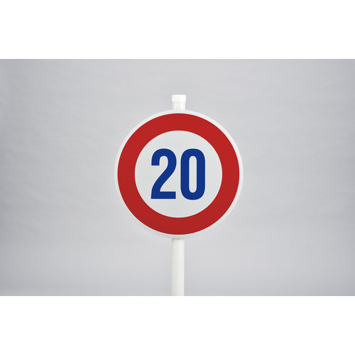 緑十字　道路標識（構内用）　制限速度２０キロ　道路３２３−２０Ｋ（ＡＬ）　６００ｍｍΦ　反射タイプ　アルミ製　133673　1 枚