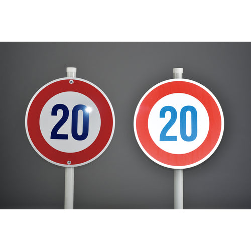緑十字　道路標識（構内用）　制限速度２０キロ　道路３２３−２０Ｋ（ＡＬ）　６００ｍｍΦ　反射タイプ　アルミ製　133673　1 枚