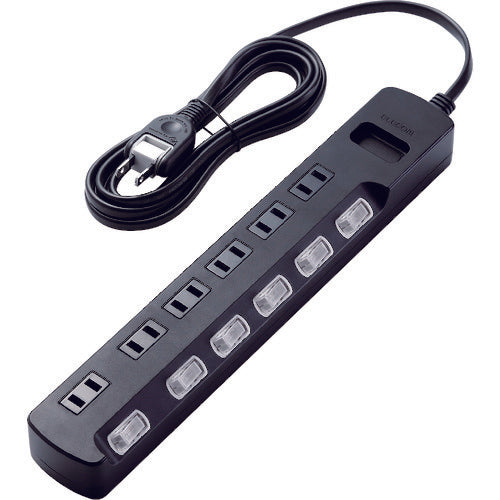 ELECOM TV Dust Prevention Shutter Lightning Guard Tap 6 Outlets 2.5m Black AVT-K6A-2625BK 1 Piece