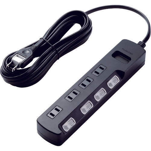 ELECOM TV Dust Prevention Shutter Lightning Guard Tap 4 Outlets 5m Black AVT-K6A-2450BK 1 Piece