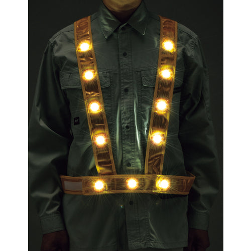 緑十字　ＬＥＤ安全反射ベスト　黄地／白ＬＥＤ／金反射　ＬＥＤタスキ型ベスト−ＧＷ　フリーサイズ（サイズ調整可能）　238025　1 着