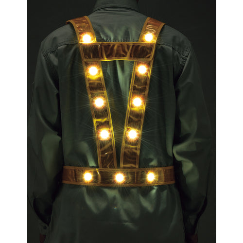 緑十字　ＬＥＤ安全反射ベスト　黄地／白ＬＥＤ／金反射　ＬＥＤタスキ型ベスト−ＧＷ　フリーサイズ（サイズ調整可能）　238025　1 着