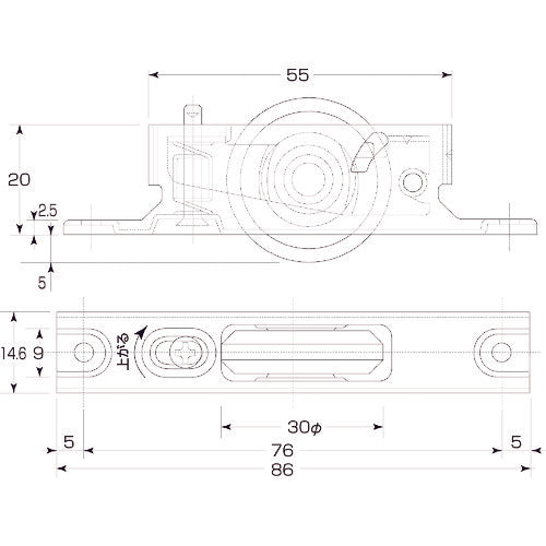 ＭＫ　鉄枠　上下アジャスト戸車　３０ｍｍ　Ａ型　ＢＲ入　N-44N-300　1 個