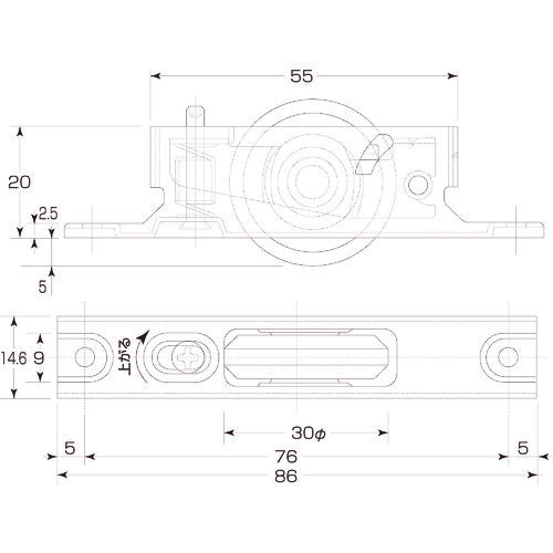 ＭＫ　鉄枠　上下アジャスト戸車　３０ｍｍ　Ａ型　ＢＲ入　N-44N-300　1 個