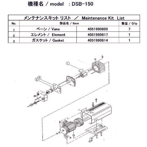 ＵＬＶＡＣ　真空ポンプ用メンテナンスキッド　ＤＳＢ−１５０用　DSB-150 MAINTENANCEKIT　1 式