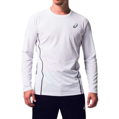 ASICS [매진 폐번] 긴팔 셔츠 윈잡[[R상]] 롱 슬리브 쿨 탑 브릴리언트 화이트×다크 그레이 S 2271A008.100-S 1 착용