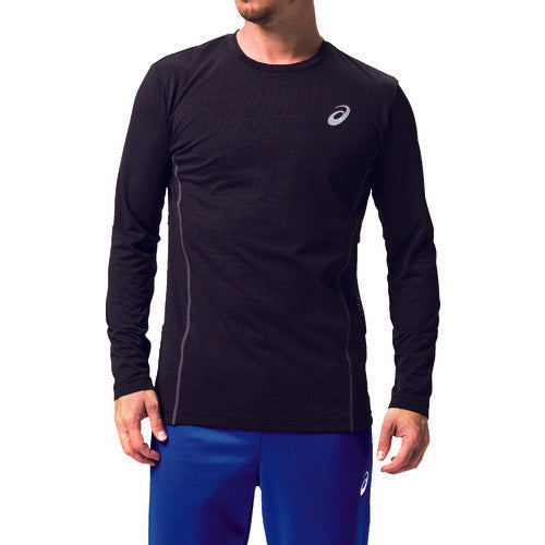 ASICS [매진 폐번] 긴팔 셔츠 윈 잡[[R상]] 롱 슬리브 쿨 톱 퍼포먼스 블랙×다크 그레이 S 2271A008.001-S 1 착용