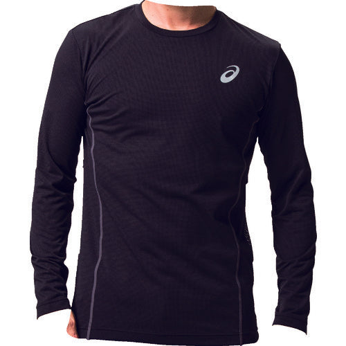 ASICS [매진 폐번] 긴팔 셔츠 윈잡[[R상]] 롱 슬리브 쿨 탑 퍼포먼스 블랙×다크 그레이 M 2271A008.001-M 1 착용