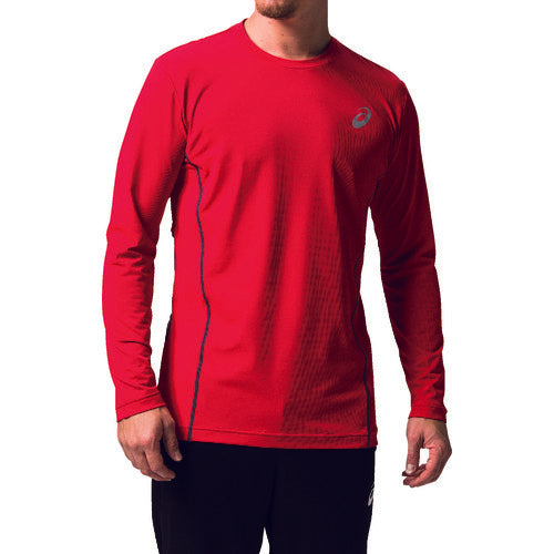ASICS [매진 폐번] 긴팔 셔츠 윈 잡[[R상]] 롱 슬리브 쿨 톱 클래식 레드×다크 그레이 S 2271A008.600-S 1 착용