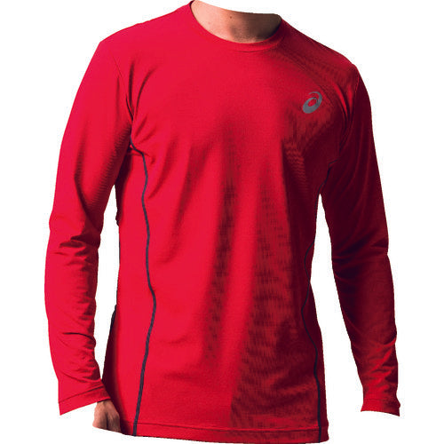ASICS 【매진 폐번】 긴 소매 셔츠 윈 잡 [[R 상]] 롱 슬리브 쿨 톱 클래식 레드 × 다크 그레이 M 2271A008.600-M 1 착용