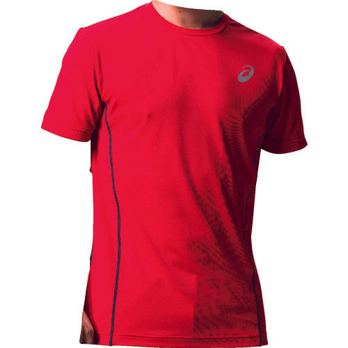 ASICS 【매진 폐번】반소매 셔츠 윈 잡[[R상]] 하프 슬리브 쿨 톱 클래식 레드×다크 그레이 S 2271A010.600-S 1 착용