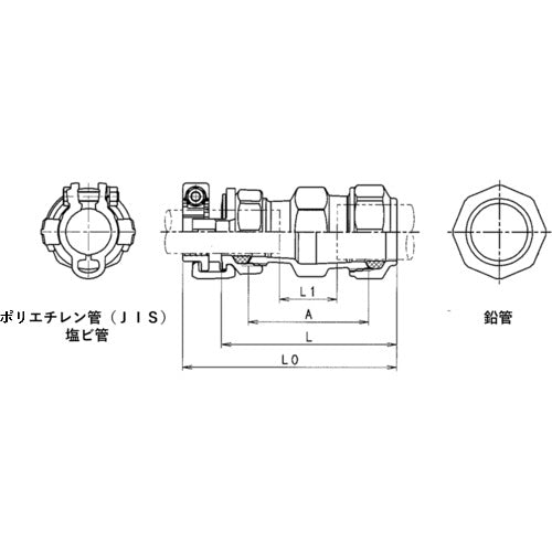 ＳＫカワニシ　鉛管２種×ポリエチレン管用異種継手　ＳＫＸ鉛管用異種ソケット　Ｐ１３×Ｌ２−１３　SKX-S-P13XL13　1 個