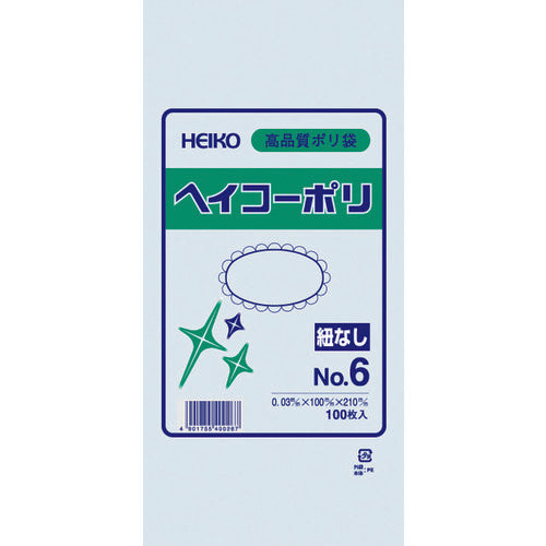 ＨＥＩＫＯ　ポリ規格袋　ヘイコーポリ　０３　Ｎｏ．６　紐なし　１００枚入り　006610601　1 袋