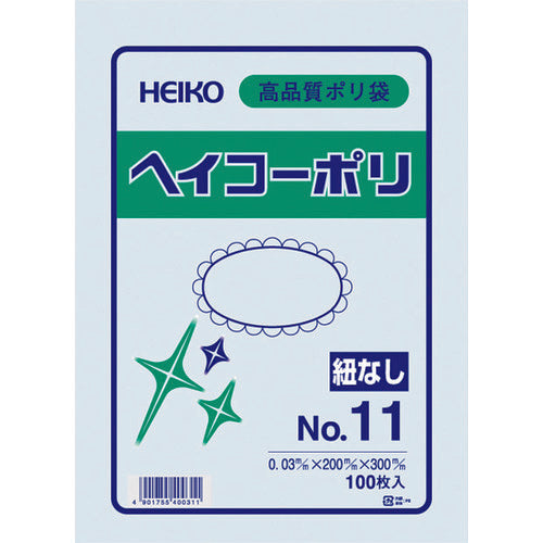 HEIKO 폴리 규격 주머니 헤이코 폴리 03 No. 11 끈 없음 100장들이 006611101 1봉