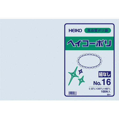 ＨＥＩＫＯ　ポリ規格袋　ヘイコーポリ　０３　Ｎｏ．１６　紐なし　１００枚入り　006611601　1 袋