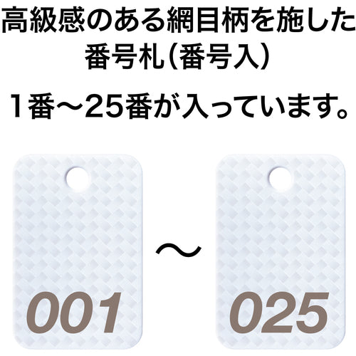 ＯＰ　荷札　番号札　四角　大　番号入り１〜２５　白　（２５枚入）　BF-80-WH　1 箱