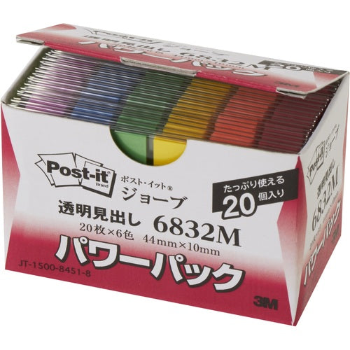 ３Ｍ　ポスト・イット　ジョーブ　パワーパック透明見出し　４４Ｘ１０ｍｍ　6832M　1 箱