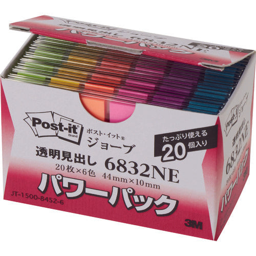 ３Ｍ　ポスト・イット　ジョーブ　パワーパック透明見出し　４４Ｘ１０ｍｍ　6832NE　1 箱