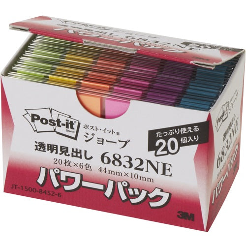 ３Ｍ　ポスト・イット　ジョーブ　パワーパック透明見出し　４４Ｘ１０ｍｍ　6832NE　1 箱