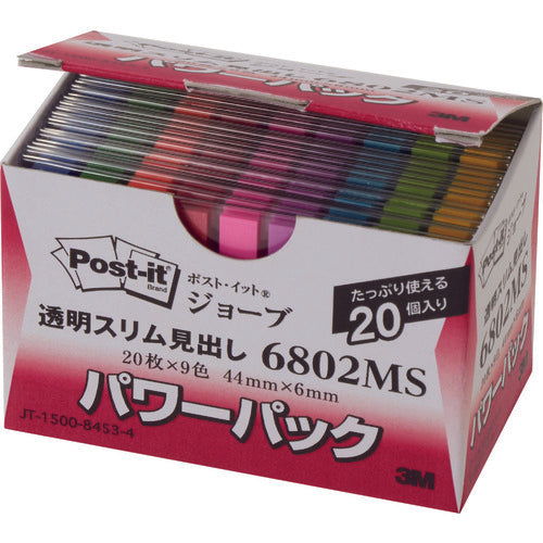 ３Ｍ　ポスト・イット　ジョーブ　パワーパック透明スリム見出し　４４Ｘ６ｍｍ　6802MS　1 箱