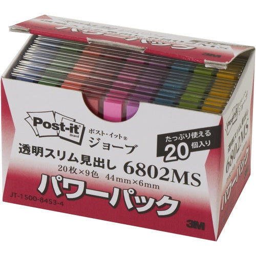 ３Ｍ　ポスト・イット　ジョーブ　パワーパック透明スリム見出し　４４Ｘ６ｍｍ　6802MS　1 箱