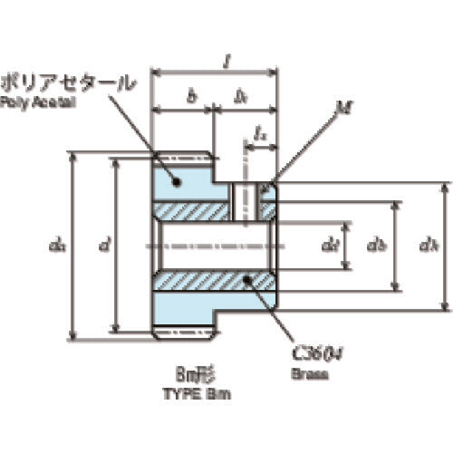 KG 화이트 POM 평기어 S1DB 120B+1010 형상 Bm(황동 부시 포함) 모듈 1 치수 120 S1DB 120B+1010 1개