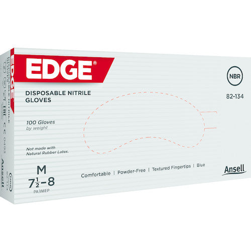 アンセル　ニトリルゴム使い捨て手袋　エッジ　８２−１３４　Ｓ（１００枚入）　82-134-7　1 箱