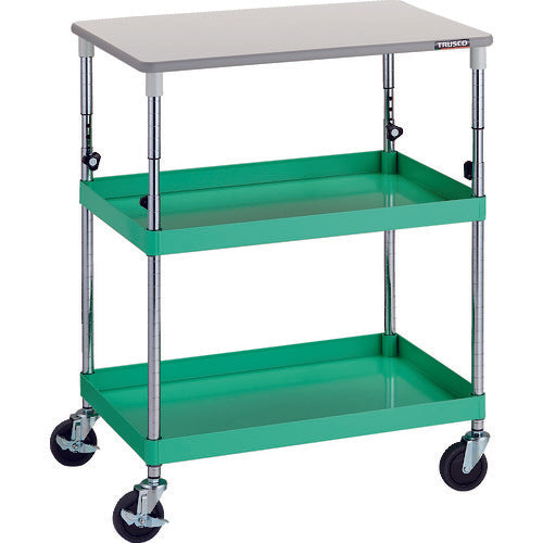 TRUSCO Tool Wagon Phoenix Wagon Noise-reducing 750 x 500 x H880-1130 with top plate Young Green PEW-A972T-YG 1 unit