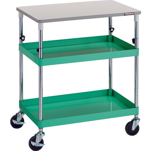 TRUSCO Tool Wagon Phoenix Wagon Noise-reducing 750 x 500 x H880-1130 with top plate Young Green PEW-A972T-YG 1 unit