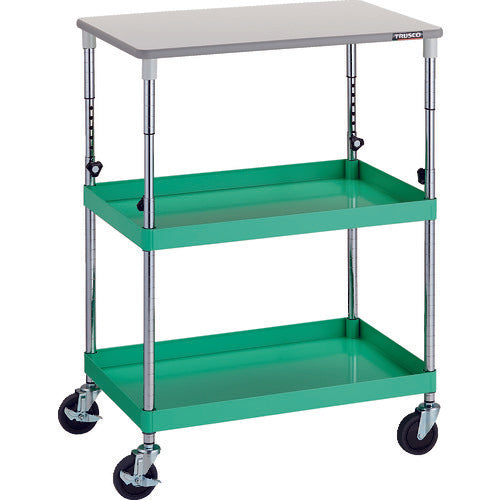 TRUSCO Tool Wagon Phoenix Wagon Noise-reducing 750 x 500 x H880-1130 with top plate Young Green PEW-A972T-YG 1 unit